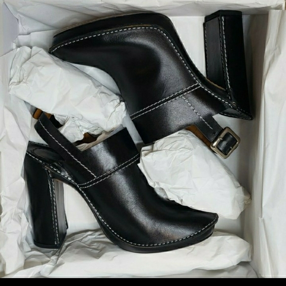 NIB CHLOE Black Leather Slingback Heeled Mules 8.5 - Picture 9 of 13